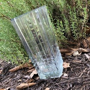 Rectangular glass vase w/ textured pattern